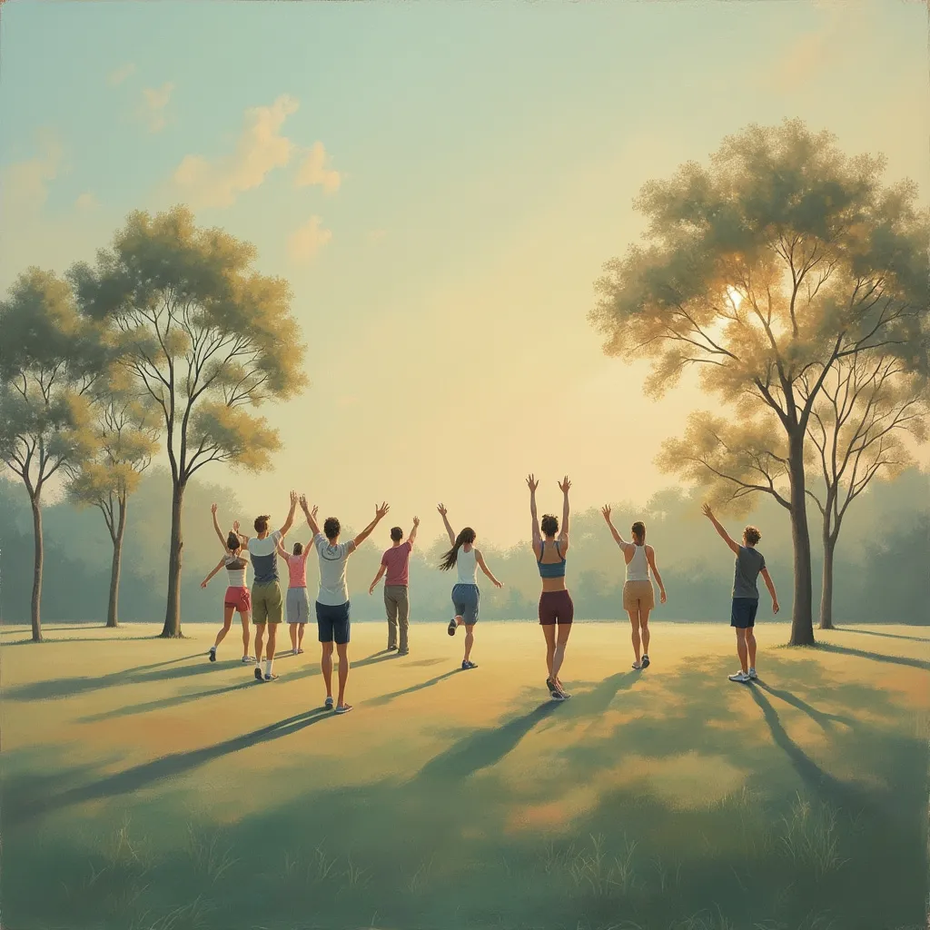 Grupo diverso praticando exercício ao ar livre