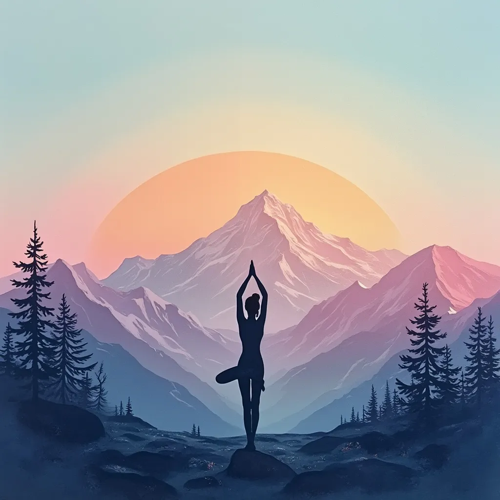 Pessoa em posição de yoga ao amanhecer